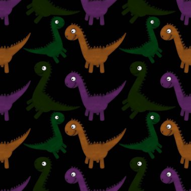 Kumaşlar, ambalajlar, çarşaflar, ambalajlar, ambalaj kağıtları ve yaz baskıları için kusursuz dinozor deseni.