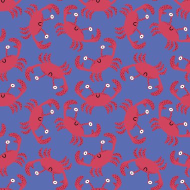 Yaz mevsiminde kumaşlar, tekstil ve ambalajlar, hediyeler, kartlar ve çarşaflar için dikişsiz yengeç deseni 