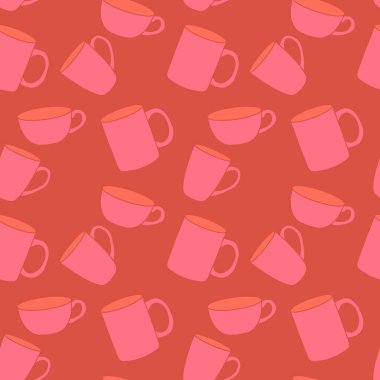 Kumaşlar, tekstil, ambalaj, hediyeler, mutfak ve çocuklar için kusursuz bardak desenli kahvaltı.