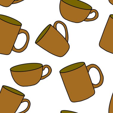 Kumaşlar, tekstil, ambalaj, hediyeler, mutfak ve çocuklar için kusursuz bardak desenli kahvaltı.