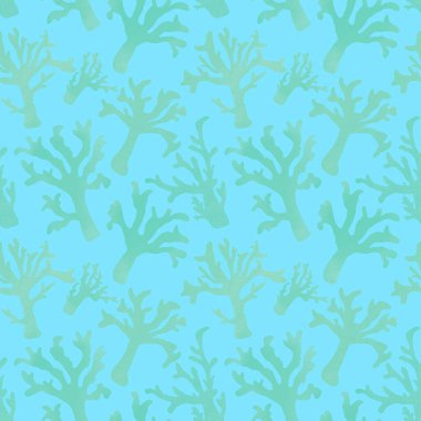 Yaz okyanusu kumaşlar, tekstil ve ambalajlar, hediyeler, kartlar, çarşaflar ve çocuklar için kusursuz mercan deseni.