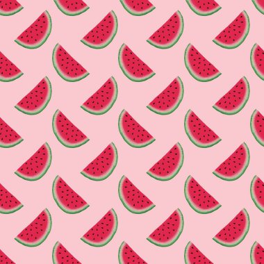 Kumaşlar, ambalajlar, hediyeler, çarşaflar, çocuklar ve ambalaj kağıtları için yaz meyvesiz karpuz deseni.