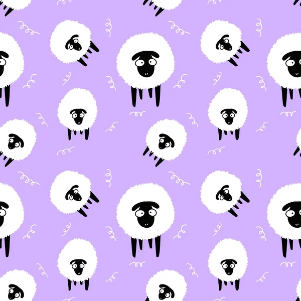 Hayvanlar, duvar kağıdı, ambalaj, hediye kartları, çarşaflar ve çocuklar için kusursuz koyun desenleri.