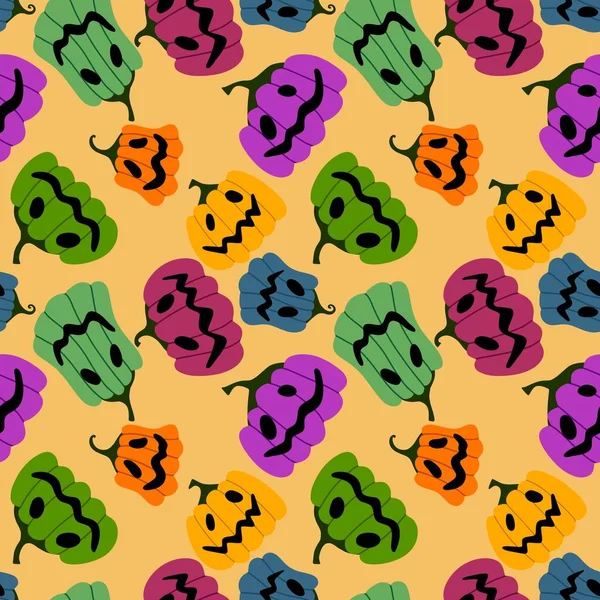 Cadılar Bayramı kumaşlar, tekstil ve ambalajlar, hediyeler, kartlar, çarşaflar ve çocuklar için kusursuz balkabağı deseni.