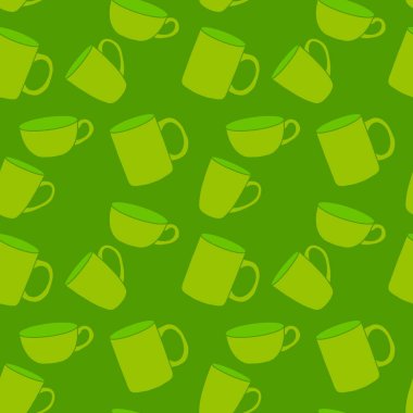 Kumaşlar, tekstil, ambalaj, hediyeler, mutfak ve çocuklar için kusursuz bardak desenli kahvaltı.