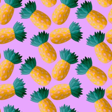 Kumaşlar, tekstil ve ambalajlar, hediyeler, kartlar, çarşaflar ve çocuklar için kusursuz ananas deseni.