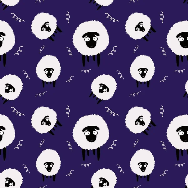Hayvanlar, duvar kağıdı, ambalaj, hediye kartları, çarşaflar ve çocuklar için kusursuz koyun desenleri.