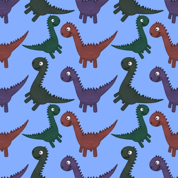 Kumaşlar, ambalajlar, çarşaflar, ambalajlar, ambalaj kağıtları ve yaz baskıları için kusursuz dinozor deseni.