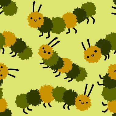 Kumaşlar, tekstil, ambalaj, hediyeler ve hobiler için kusursuz çizgi film çizimleri.