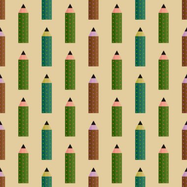 School kids seamless pencil pattern for wallpaper and fabrics and textiles and packaging and gifts and wrapping paper