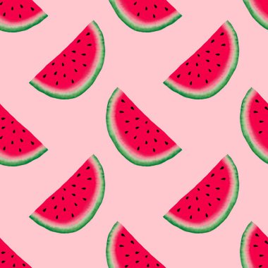 Kumaşlar, ambalajlar, hediyeler, çarşaflar, çocuklar ve ambalaj kağıtları için yaz meyvesiz karpuz deseni.