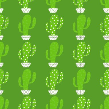 Kumaşlar, tekstil, ambalaj, hediyeler, kartlar, çarşaflar ve çocuklar için çiçeksiz kaktüs deseni.