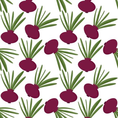 Kumaşlar, ambalajlar, hediyeler, kartlar, çarşaflar, çocuklar ve mutfak için sebzesiz soğan deseni.