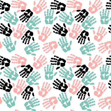 Çocuklar kumaşlar, ambalajlar, hediyeler, kartlar, çarşaflar ve ambalaj kağıtları için kusursuz el izi kalıpları.