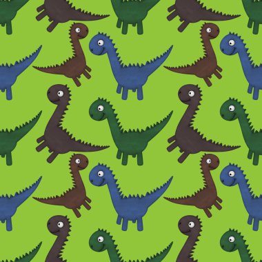 Kumaşlar, ambalajlar, çarşaflar, ambalajlar, ambalaj kağıtları ve yaz baskıları için kusursuz dinozor deseni.