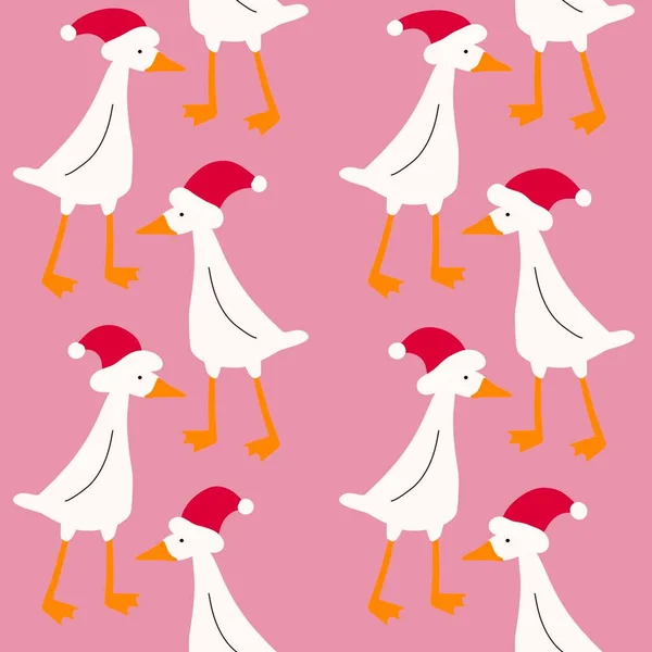 Christmas seamless ducks and hat pattern for new year gifts and fabrics and textiles and packaging — Fotografia de Stock