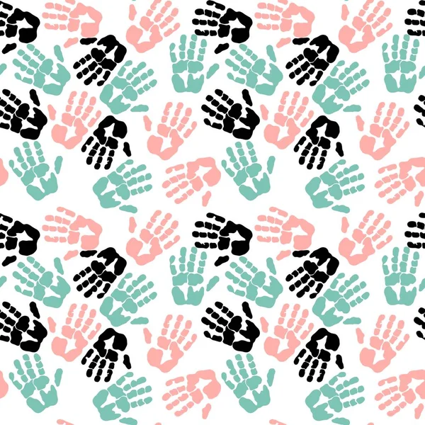 Kids seamless hands print pattern for fabrics and packaging and gifts and cards and linens and wrapping paper — Photo