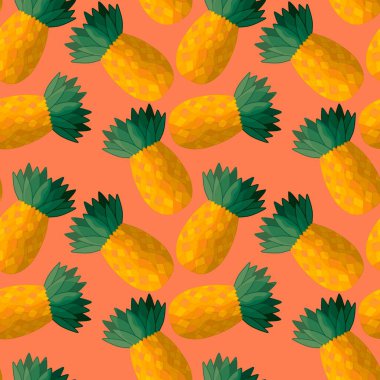 Kumaşlar, tekstil ve ambalajlar, hediyeler, kartlar, çarşaflar ve çocuklar için kusursuz ananas deseni.