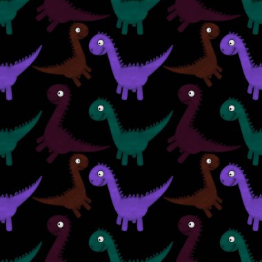 Kumaşlar, ambalajlar, çarşaflar, ambalajlar, ambalaj kağıtları ve yaz baskıları için kusursuz dinozor deseni.