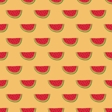 Kumaşlar, ambalajlar, hediyeler, çarşaflar, çocuklar ve ambalaj kağıtları için yaz meyvesiz karpuz deseni.