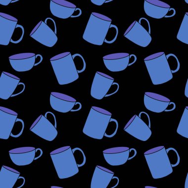 Kumaşlar, tekstil, ambalaj, hediyeler, mutfak ve çocuklar için kusursuz bardak desenli kahvaltı.