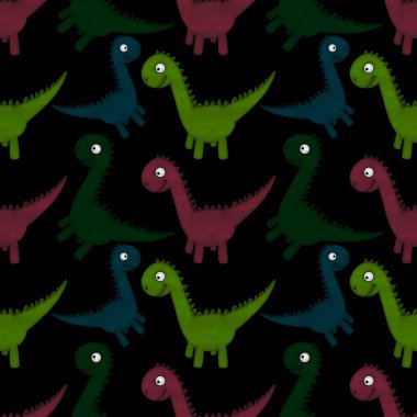 Kumaşlar, ambalajlar, çarşaflar, ambalajlar, ambalaj kağıtları ve yaz baskıları için kusursuz dinozor deseni.