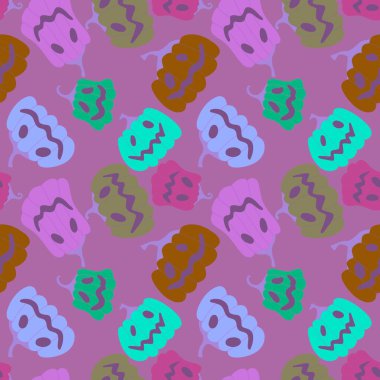 Cadılar Bayramı kumaşlar, tekstil ve ambalajlar, hediyeler, kartlar, çarşaflar ve çocuklar için kusursuz balkabağı deseni.