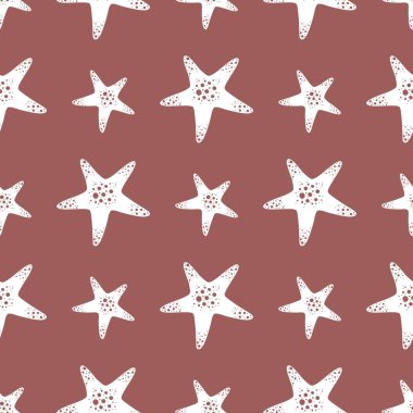 Kumaşlar, tekstil, ambalajlar, çarşaflar, çocuklar ve ambalaj kağıtları için kusursuz deniz yıldızı deseni.