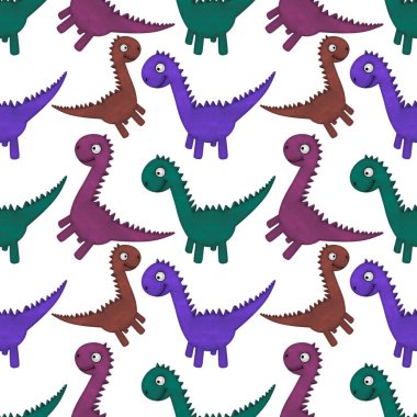 Kumaşlar, ambalajlar, çarşaflar, ambalajlar, ambalaj kağıtları ve yaz baskıları için kusursuz dinozor deseni.