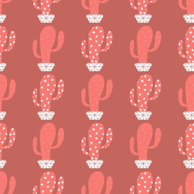 Kumaşlar, tekstil, ambalaj, hediyeler, kartlar, çarşaflar ve çocuklar için çiçeksiz kaktüs deseni.