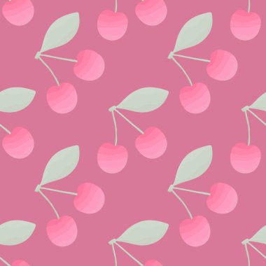 Kumaşlar, ambalajlar, çarşaflar, çocuklar ve ambalaj kağıtları ve hobiler için yaz meyvesiz kiraz deseni