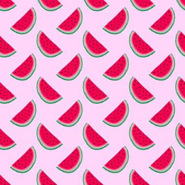 Kumaşlar, ambalajlar, hediyeler, çarşaflar, çocuklar ve ambalaj kağıtları için yaz meyvesiz karpuz deseni.