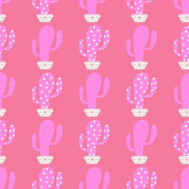Kumaşlar, tekstil, ambalaj, hediyeler, kartlar, çarşaflar ve çocuklar için çiçeksiz kaktüs deseni.