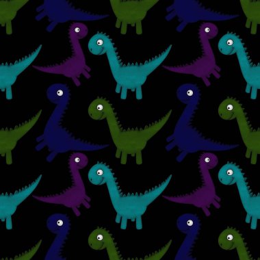 Kumaşlar, ambalajlar, çarşaflar, ambalajlar, ambalaj kağıtları ve yaz baskıları için kusursuz dinozor deseni.