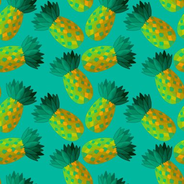 Kumaşlar, tekstil ve ambalajlar, hediyeler, kartlar, çarşaflar ve çocuklar için kusursuz ananas deseni.