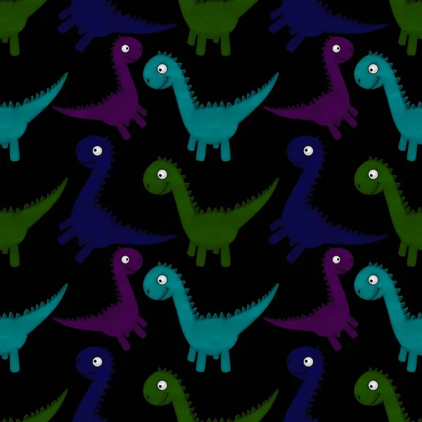 Kids seamless cartoon dinosaur pattern for fabrics and packaging and linens and wrapping paper and summer print