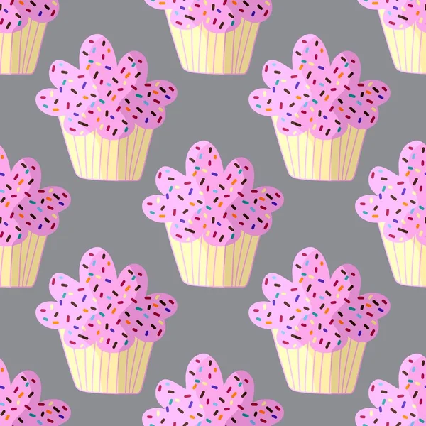 Cupcake seamless cartoon pattern for fabrics and packaging and linens and kids and wrapping paper and kitchen