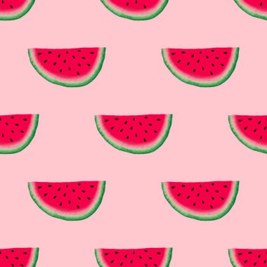 Kumaşlar, ambalajlar, hediyeler, çarşaflar, çocuklar ve ambalaj kağıtları için yaz meyvesiz karpuz deseni.