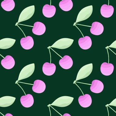 Kumaşlar, ambalajlar, çarşaflar, çocuklar ve ambalaj kağıtları ve hobiler için yaz meyvesiz kiraz deseni