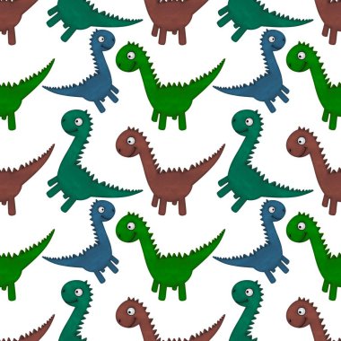 Kumaşlar, ambalajlar, çarşaflar, ambalajlar, ambalaj kağıtları ve yaz baskıları için kusursuz dinozor deseni.