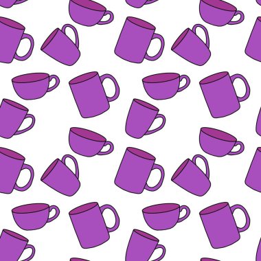 Kumaşlar, tekstil, ambalaj, hediyeler, mutfak ve çocuklar için kusursuz bardak desenli kahvaltı.