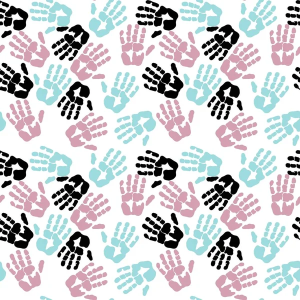 Kids seamless hands print pattern for fabrics and packaging and gifts and cards and linens and wrapping paper — Photo