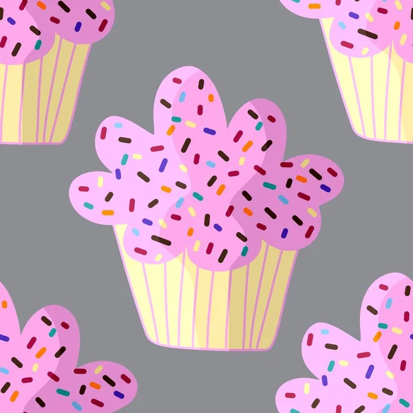 Cupcake seamless cartoon pattern for fabrics and packaging and linens and kids and wrapping paper and kitchen