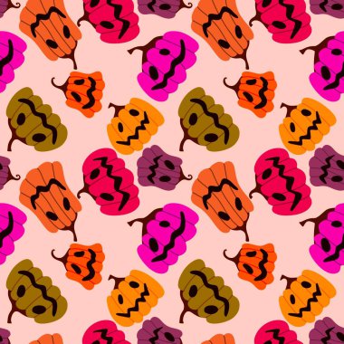 Cadılar Bayramı kumaşlar, tekstil ve ambalajlar, hediyeler, kartlar, çarşaflar ve çocuklar için kusursuz balkabağı deseni.