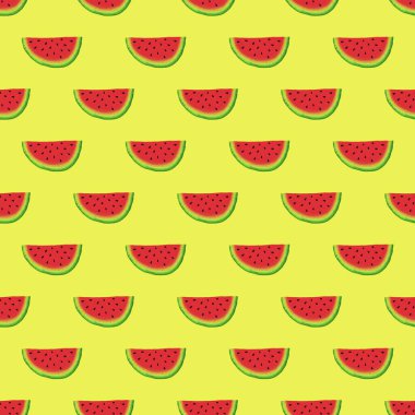 Kumaşlar, ambalajlar, hediyeler, çarşaflar, çocuklar ve ambalaj kağıtları için yaz meyvesiz karpuz deseni.