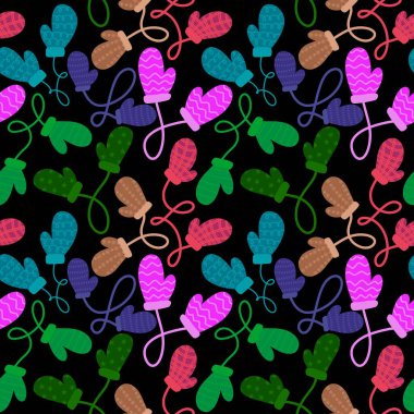 Kış eldivenleri kumaşlar, tekstil ve ambalajlar, Noel hediyeleri, çocuklar ve ambalaj kağıtları için kusursuz desen.