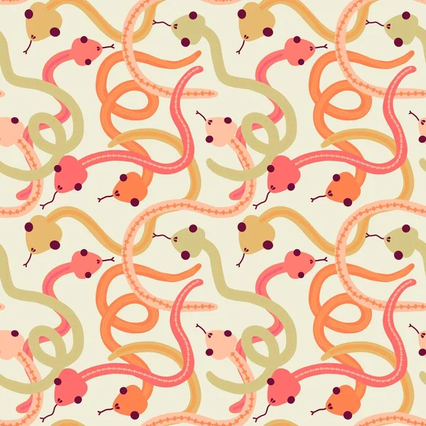 Cartoon seamless snakes pattern for textiles and packaging and gifts and cards and linens and kids and wrapping paper — Stock Photo, Image