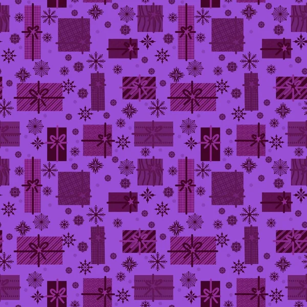 Nytt år sömlösa julgranar och presenter mönster för tyger och textilier och förpackningar och barn och omslagspapper — Stockfoto