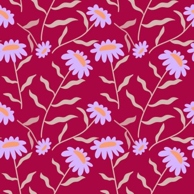 Kumaşlar, tekstil ve ambalajlar, hediyeler, kartlar, çarşaflar ve çocuklar için çiçeksiz çiçek deseni.
