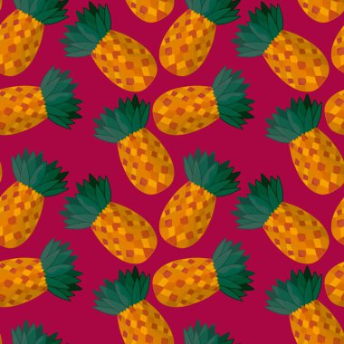 Kumaşlar, tekstil ve ambalajlar, hediyeler, kartlar, çarşaflar ve çocuklar için kusursuz ananas deseni.